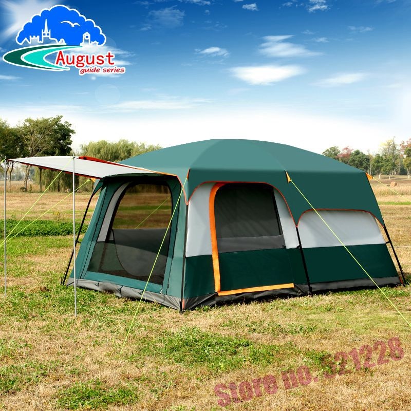 Cheap Goat Tents August 5 6 8 Person 2 Layer 1 Living Room 2 Bed Room Family Party Self Driving Relief Waterproof Anti Wind Outdoor Camping Tent Tents